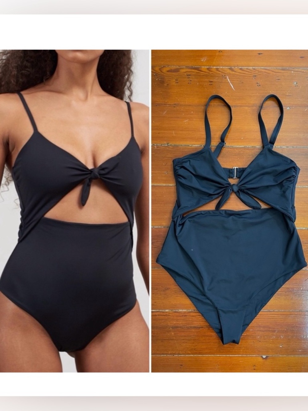 Mara Hoffman Kia Cutout One-Piece Black Tie Swimsuit Sz 2X 🧡🎀